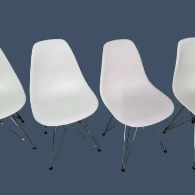 Herman Miller Eames Molded Plastic Side Chairs with Eiffel Bases – Set of 4