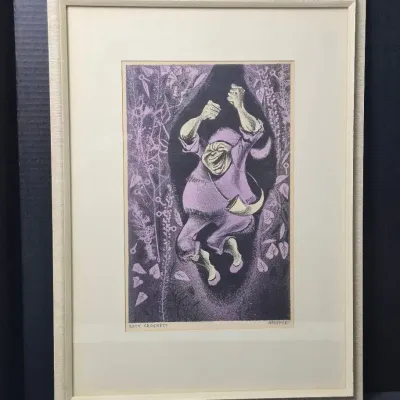 William Gropper original lithograph "Davy Crockett" - Framed, 1953