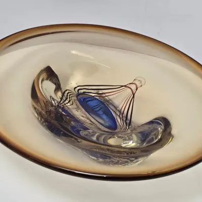 Vintage 1991 Adam Jablonski Signed Polish Studio Art Glass Bowl
