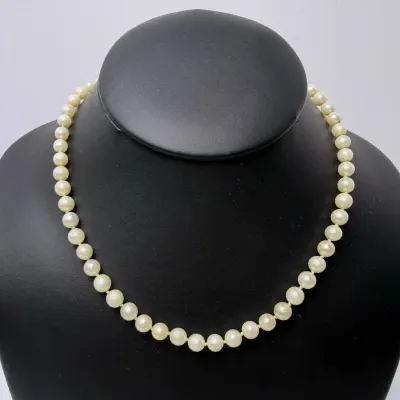 Cultured Pearl Necklace With 14K Gold Clasp - 17"