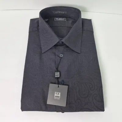 NWT Ike Behar Evening Black Paisley Jacquard Dress Shirt: Size 16L