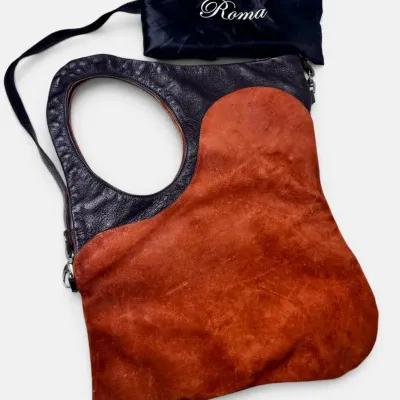 Carlo Cecchini Roma Italian Suede & Leather Hobo Shoulder Bag