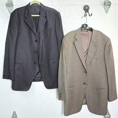 Armani Collezioni Italy Grey & Black Blazers (2): Size 44L 