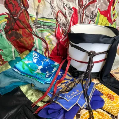 Vintage Scarves Including Vera Newmann, Horse Motif, Leather Belts & Gloves