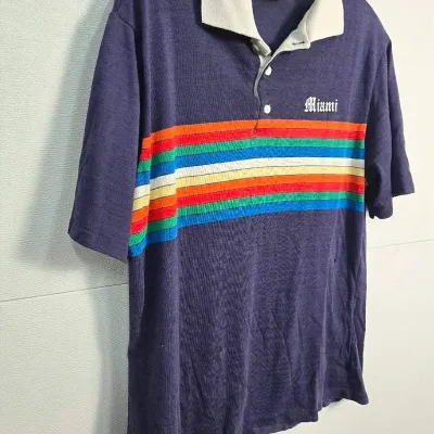 Vintage Velva Sheen Miami Rainbow Polo - Men's XL