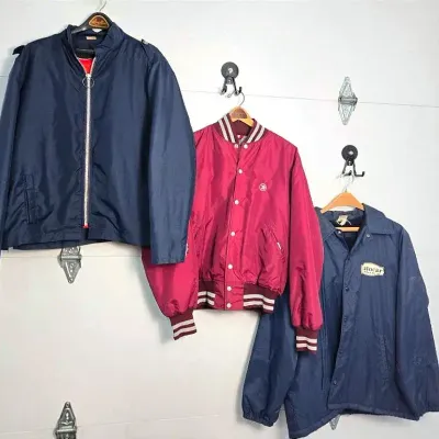 Vintage Men's Nylon Jackets With California Crown Metal Zip, College Lane Sherpa Lined "Autocar" 