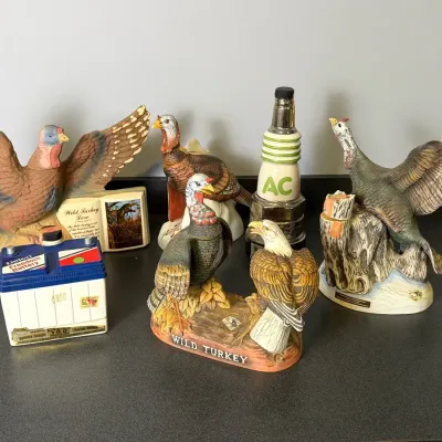 Vintage Wild Turkey & Jim Beam Figural Liquor Decanters