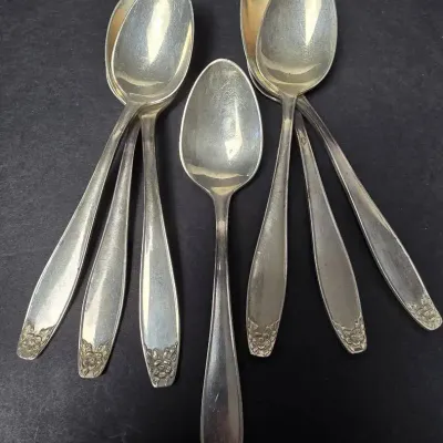 Sterling Silver Steiff Teaspoons (7) 6” Long