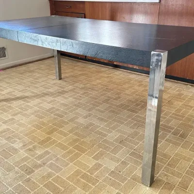 Vintage Black & Chrome Dining Table 