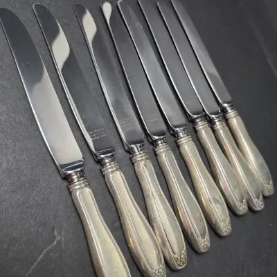 Sterling Silver Steiff Dinner Knives (8) 9” Long