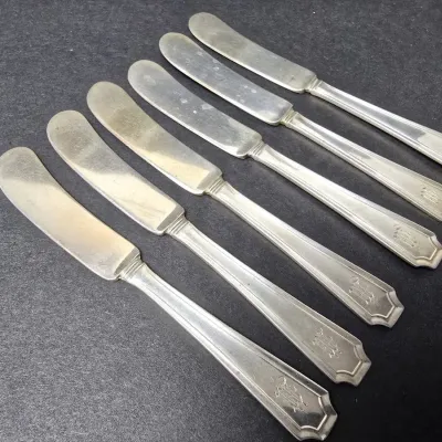 Sterling Silver Butter Knives (6), Monogrammed