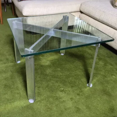 1970s Chrome & Glass Side Table - 22x22x15”