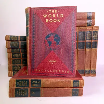 Complete 19-Volume Set of Vintage 1930s–1940s World Book Encyclopedias – Red Hardcover