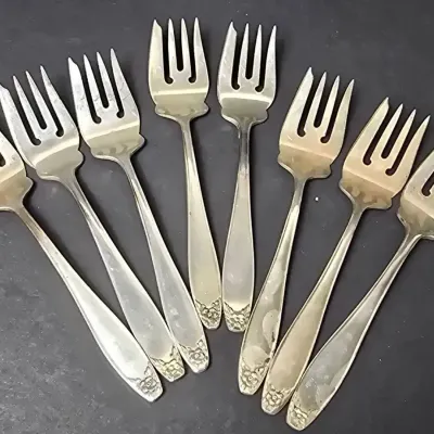 Sterling Silver Steiff Salad Forks (8) 6” Long