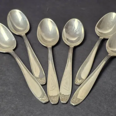 Sterling Silver Steiff Teaspoons (6) 6” Long
