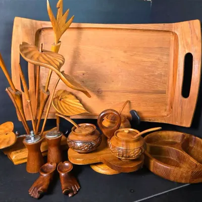 Dansk Teak Wood Serving Tray, Vintage Wood Decor & Wood Serving Ware 