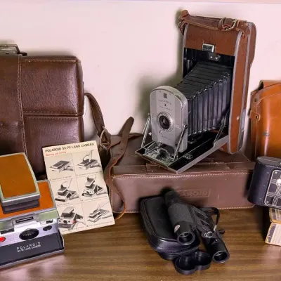 Polaroid SX-70 & 95 Land Cameras, Kodak Six-20 & Swift Bincoculars