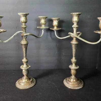 Weighted Sterling Silver Candelabra Pair 