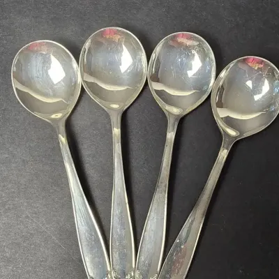 Sterling Silver Steiff Soup Spoons (4) 6” Long