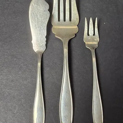 Sterling Silver Steiff Serving Forks & Knife