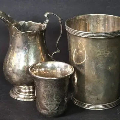 Sterling Silver Mint Julep Tumbler, Creamer & Toothpick Holder
