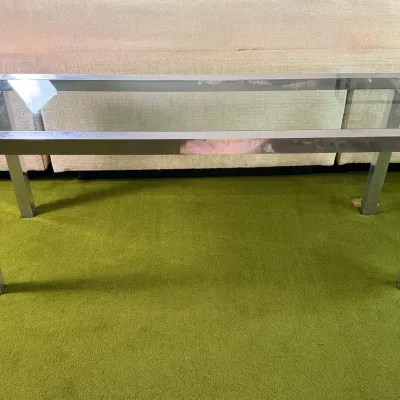 1970s Style Aluminum & Glass Sofa Table