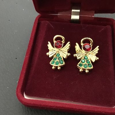 New Vintage Rhinestone Angel Earrings