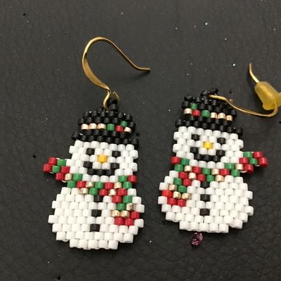 Glass. Beaded Frosty Earrings