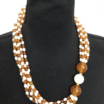 Amber and white tone, fashion necklace