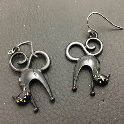 Black Cat Holiday Earrings