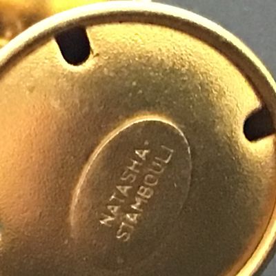 Designer Signed Natasha Stambouli matte Gold Temple Bell Design