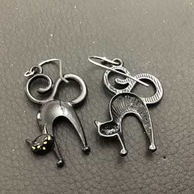 Black Cat Holiday Earrings