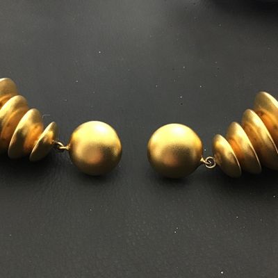 Designer Signed Natasha Stambouli matte Gold Temple Bell Design