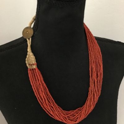 Beautiful Vintage Glass Beaded Necklace spice Tones 1907 Quater Clasp