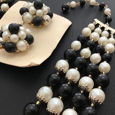 Vintage 4 Strand Japan Necklace with Matching Earrings New