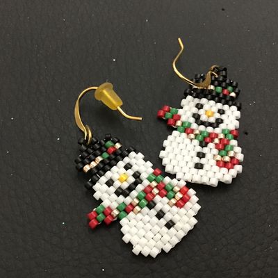 Glass. Beaded Frosty Earrings
