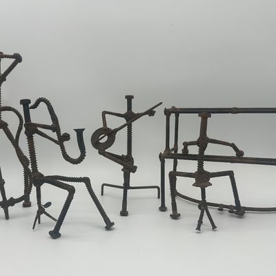 Signed Welded Metal Musician Sculpture Ensemble
