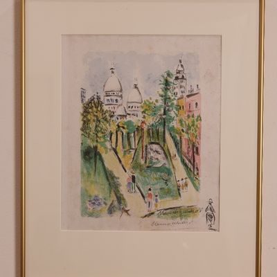 Maurice Utrillo Signed Color Lithograph – Montmartre (Paris Capitale), 1955