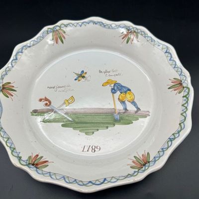 French Faience “Three Estates” Revolutionary-Style Plate