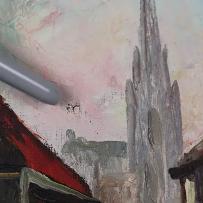 Ronald Ergo (Belgian, 1936–2024), “City Scene,” Signed Oil on Canvas