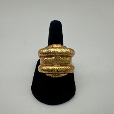 David Webb 18K Gold Textured Geometric Ring
