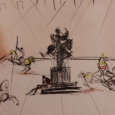 Salvador Dalí Signed Chevalier en Tournoi Etching with Pochoir Colors – 52/150, 1979