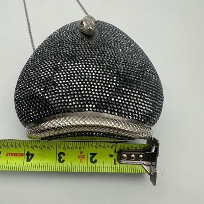 Judith Leiber Vintage Black Crystal Coiled Snake Minaudière Evening Bag