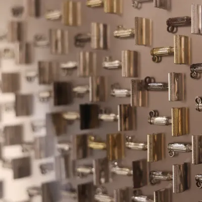 Terry Weldon “Detail for Textural Study – Metallic Razors on Tin” 1975 Metal Sculpture