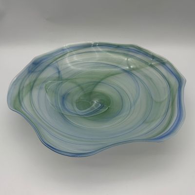 VIETRI Blue & Green Swirl Art Glass Bowl
