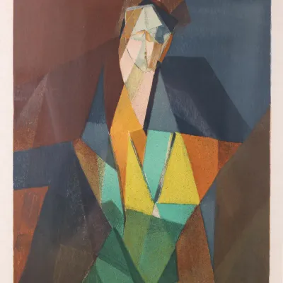 Jacques Villon (1875–1963), Cubist Figure, 1914/1962, Signed & Numbered Color Lithograph 104/175