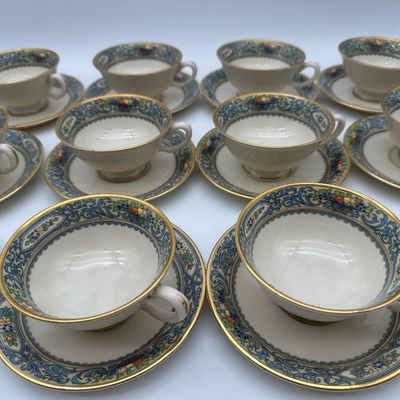 Lenox Autumn China Teapot, Teacups, Candlesticks & Bow