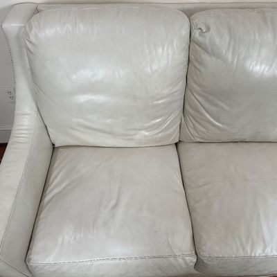 Whittemore-Sherrill Genuine Leather Sofa – Ivory/Cream – Nailhead Trim – Made in USA