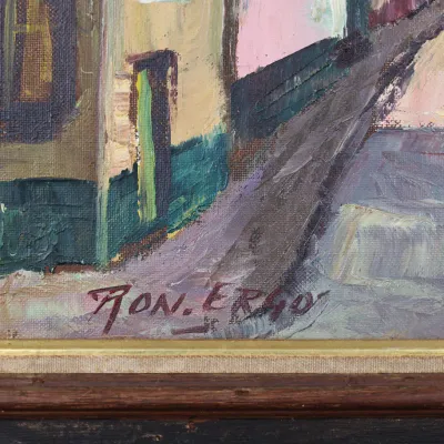 Ronald Ergo (Belgian, 1936–2024), “City Scene,” Signed Oil on Canvas