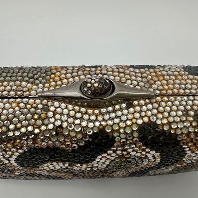 Judith Leiber Vintage Camouflage Crystal Minaudière Evening Bag